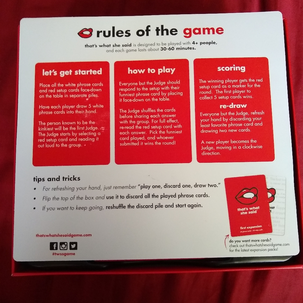 That's what she said card game